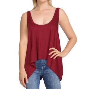 NWOT FREE PEOPLE  SING LA LA WOMENS RAW HEM ASYMETRICAL TANK TOP